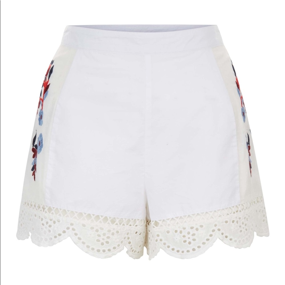 Brand new embroidered lace hem shorts
